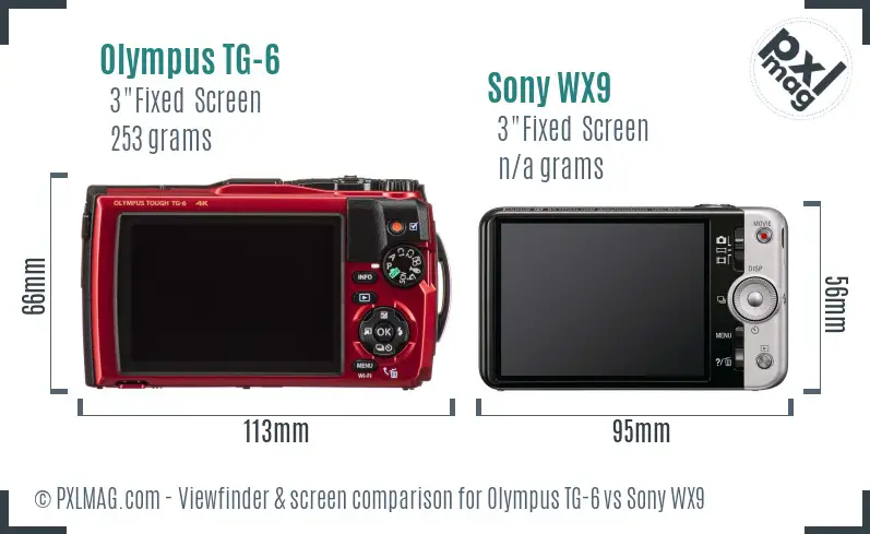 Olympus TG-6 vs Sony WX9 Screen and Viewfinder comparison
