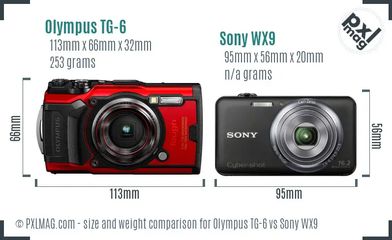 Olympus TG-6 vs Sony WX9 size comparison
