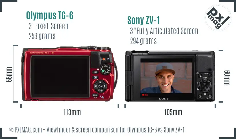 Olympus TG-6 vs Sony ZV-1 Screen and Viewfinder comparison