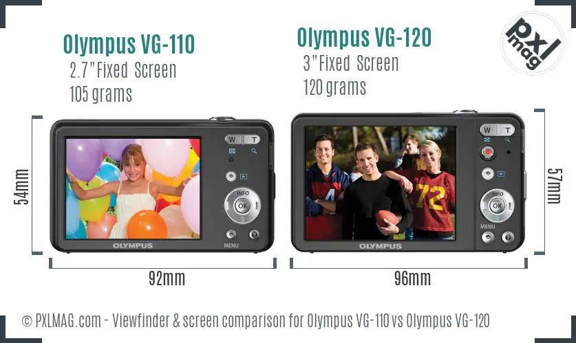 Olympus VG-110 vs Olympus VG-120 Screen and Viewfinder comparison