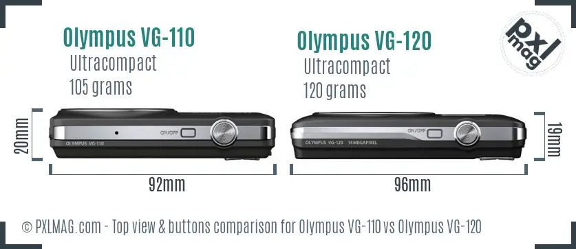 Olympus VG-110 vs Olympus VG-120 top view buttons comparison