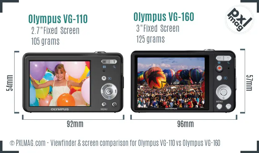 Olympus VG-110 vs Olympus VG-160 Screen and Viewfinder comparison