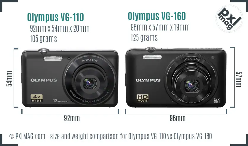 Olympus VG-110 vs Olympus VG-160 size comparison