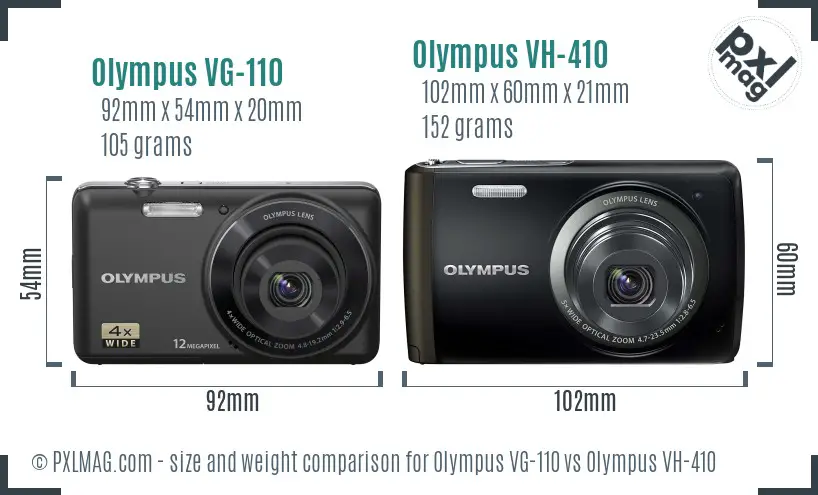 Olympus VG-110 vs Olympus VH-410 size comparison