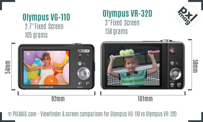 Olympus VG-110 vs Olympus VR-320 Screen and Viewfinder comparison
