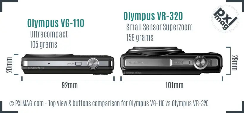 Olympus VG-110 vs Olympus VR-320 top view buttons comparison