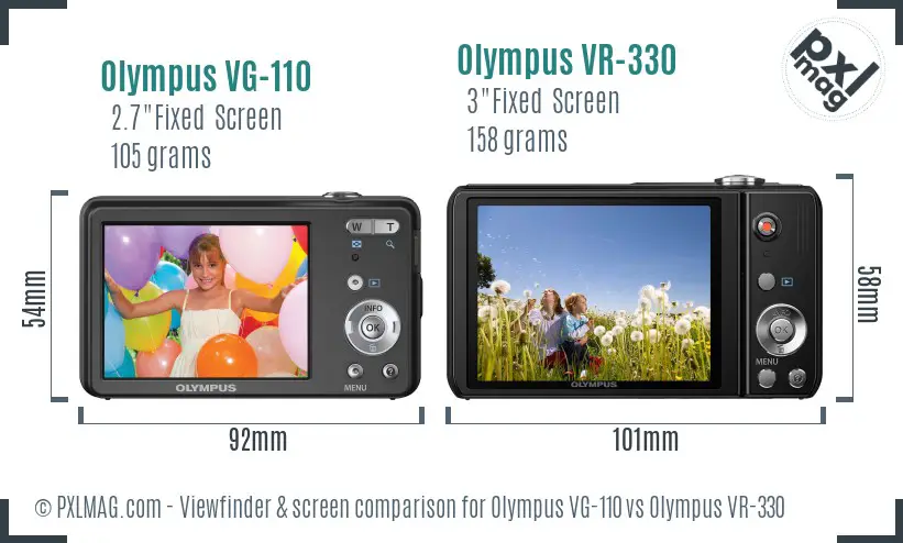 Olympus VG-110 vs Olympus VR-330 Screen and Viewfinder comparison