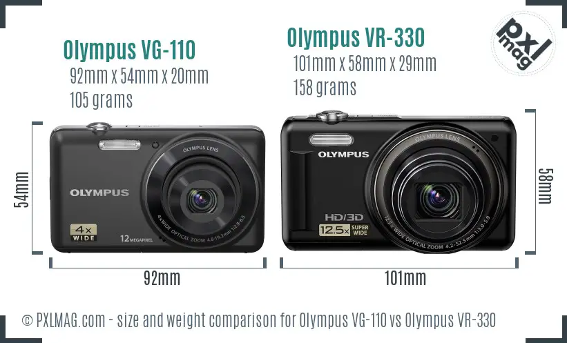 Olympus VG-110 vs Olympus VR-330 size comparison