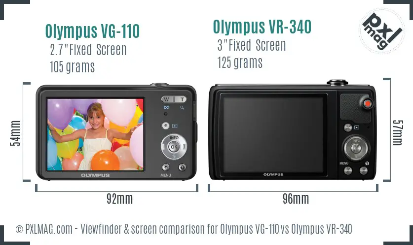 Olympus VG-110 vs Olympus VR-340 Screen and Viewfinder comparison