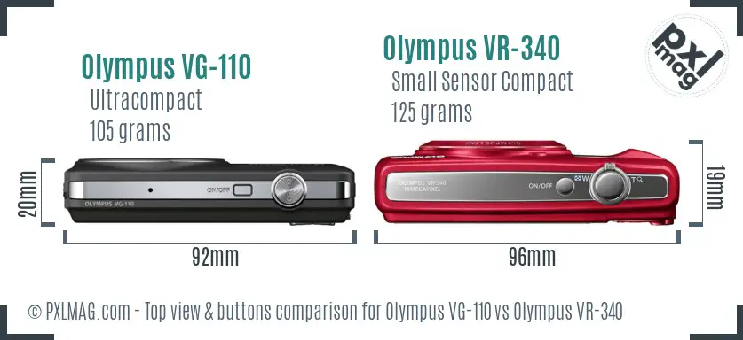 Olympus VG-110 vs Olympus VR-340 top view buttons comparison