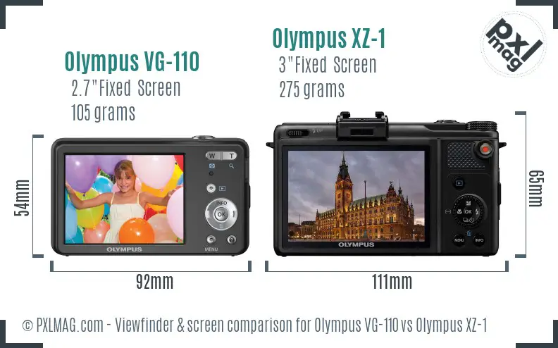 Olympus VG-110 vs Olympus XZ-1 Screen and Viewfinder comparison