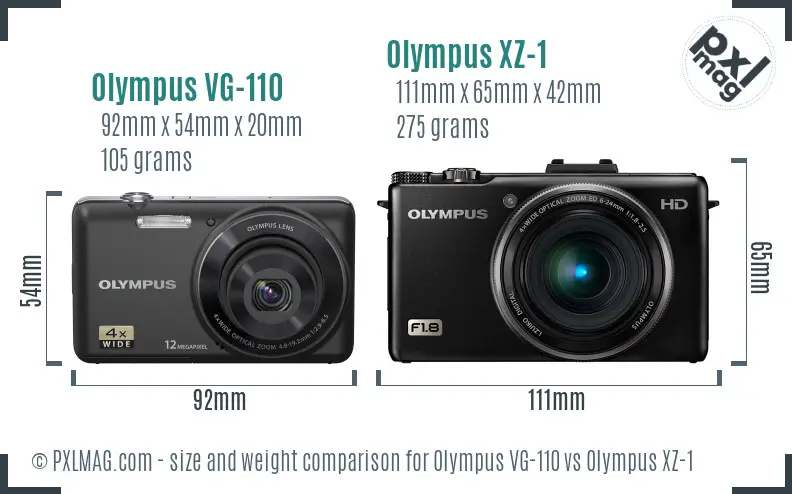 Olympus VG-110 vs Olympus XZ-1 size comparison
