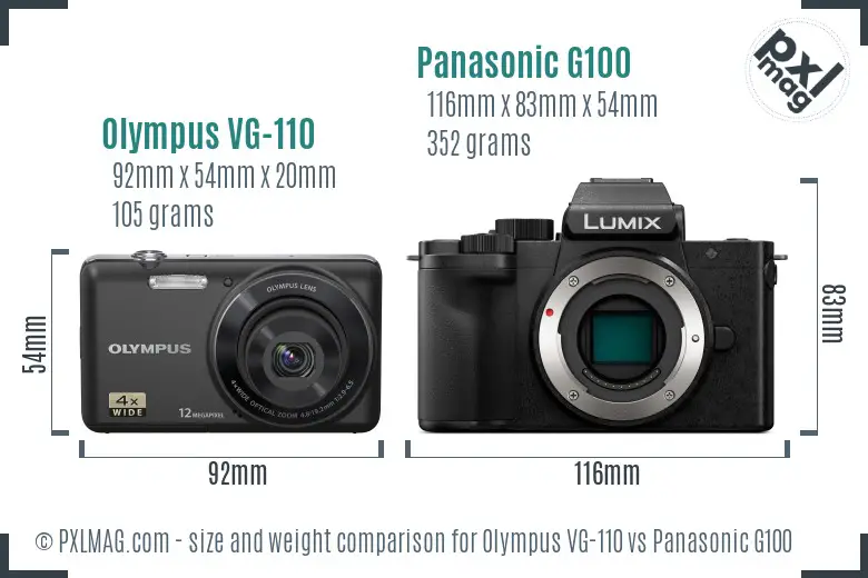 Olympus VG-110 vs Panasonic G100 size comparison