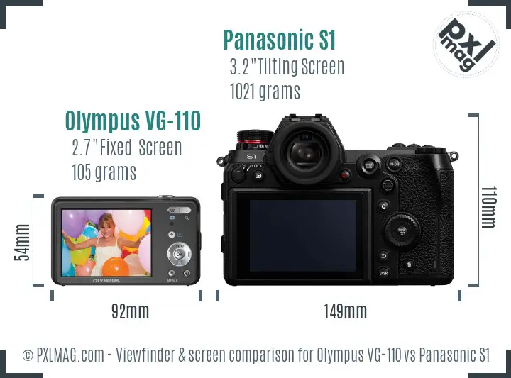 Olympus VG-110 vs Panasonic S1 Screen and Viewfinder comparison