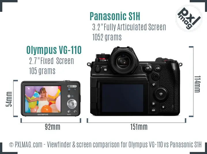 Olympus VG-110 vs Panasonic S1H Screen and Viewfinder comparison