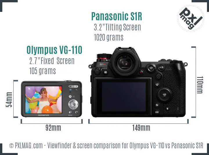 Olympus VG-110 vs Panasonic S1R Screen and Viewfinder comparison