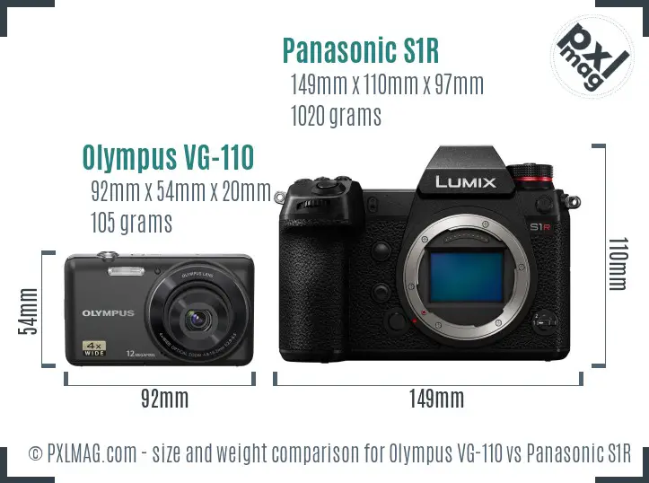 Olympus VG-110 vs Panasonic S1R size comparison