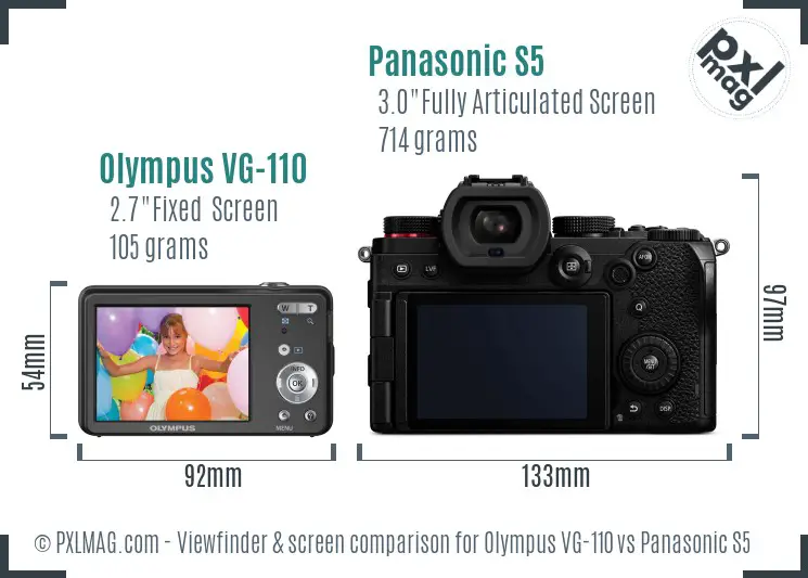 Olympus VG-110 vs Panasonic S5 Screen and Viewfinder comparison