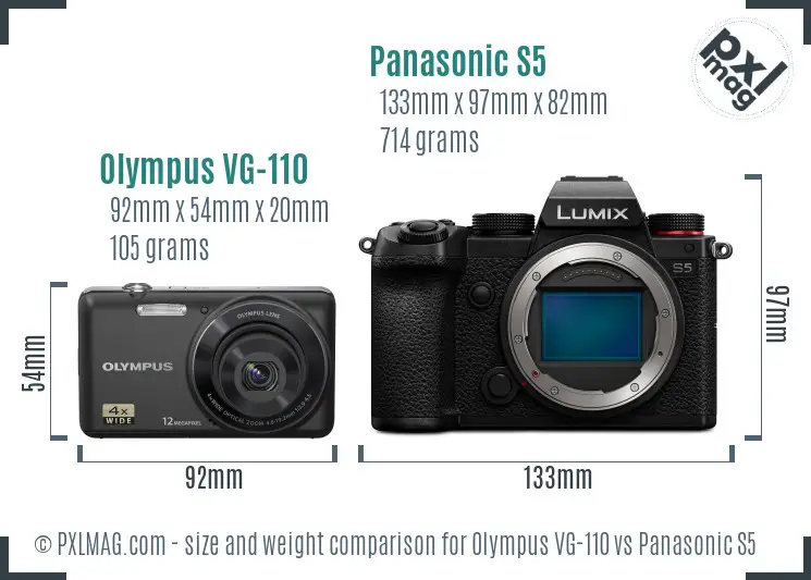 Olympus VG-110 vs Panasonic S5 size comparison