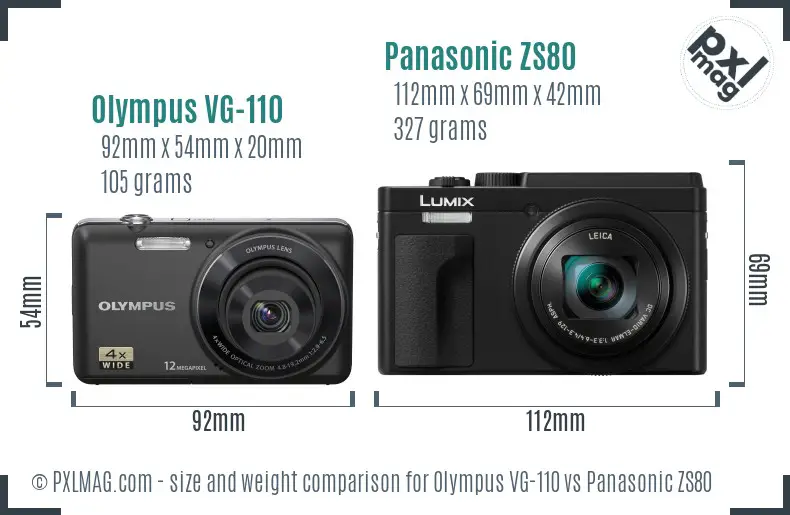 Olympus VG-110 vs Panasonic ZS80 size comparison