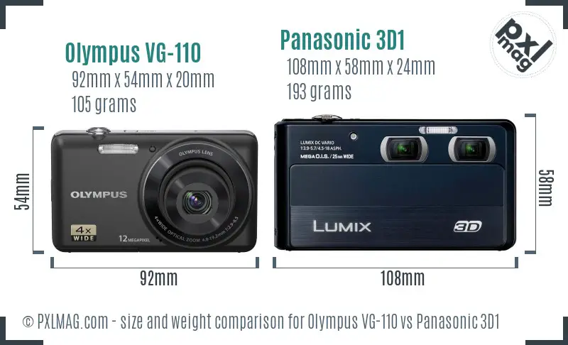Olympus VG-110 vs Panasonic 3D1 size comparison