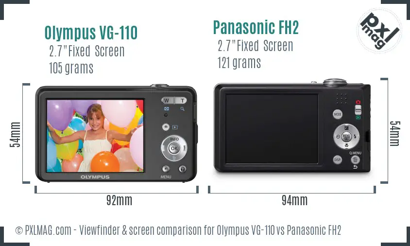Olympus VG-110 vs Panasonic FH2 Screen and Viewfinder comparison