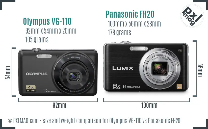 Olympus VG-110 vs Panasonic FH20 size comparison