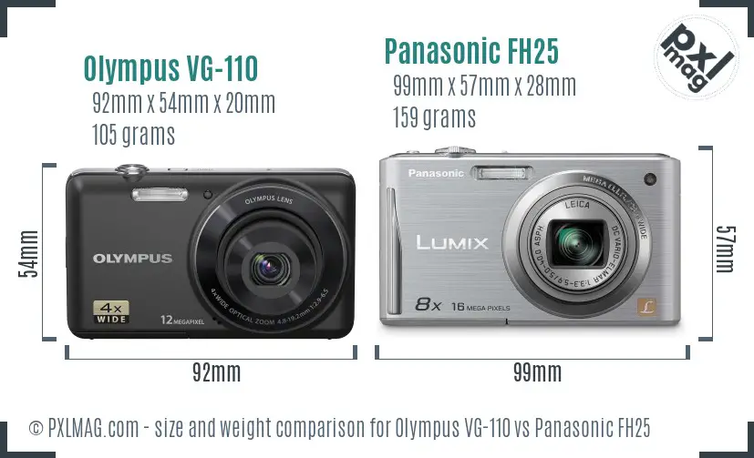 Olympus VG-110 vs Panasonic FH25 size comparison