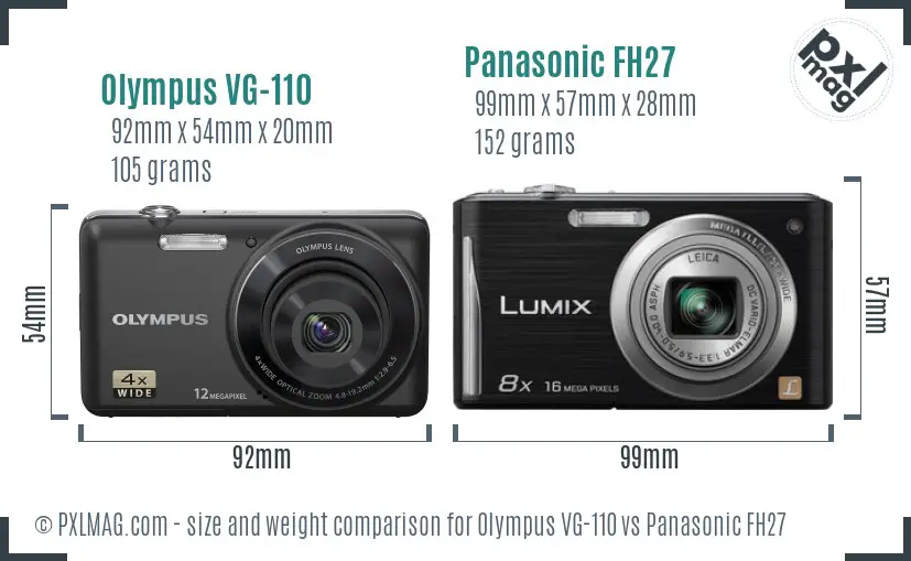 Olympus VG-110 vs Panasonic FH27 size comparison