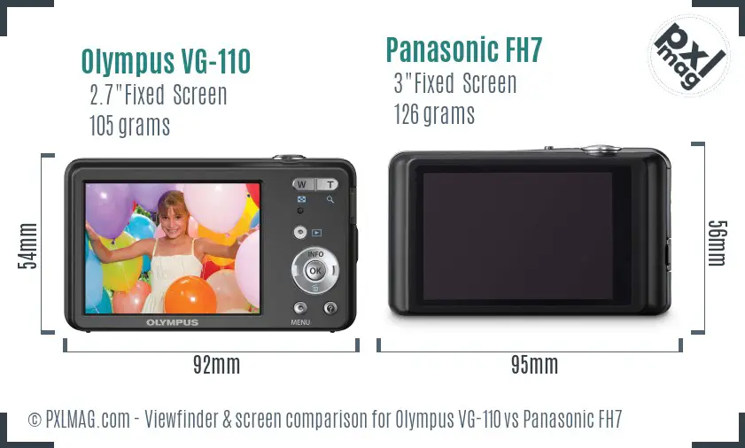 Olympus VG-110 vs Panasonic FH7 Screen and Viewfinder comparison