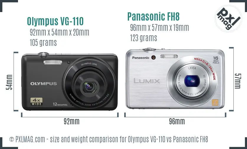 Olympus VG-110 vs Panasonic FH8 size comparison