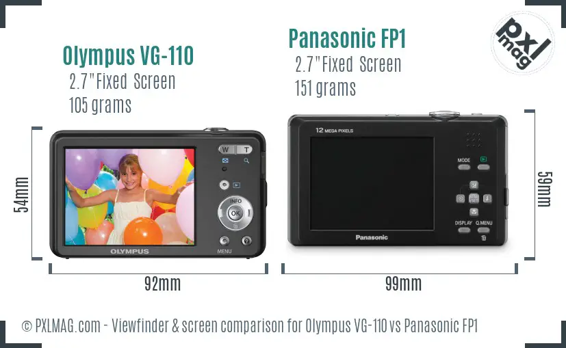 Olympus VG-110 vs Panasonic FP1 Screen and Viewfinder comparison