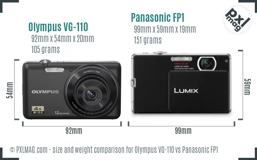 Olympus VG-110 vs Panasonic FP1 size comparison