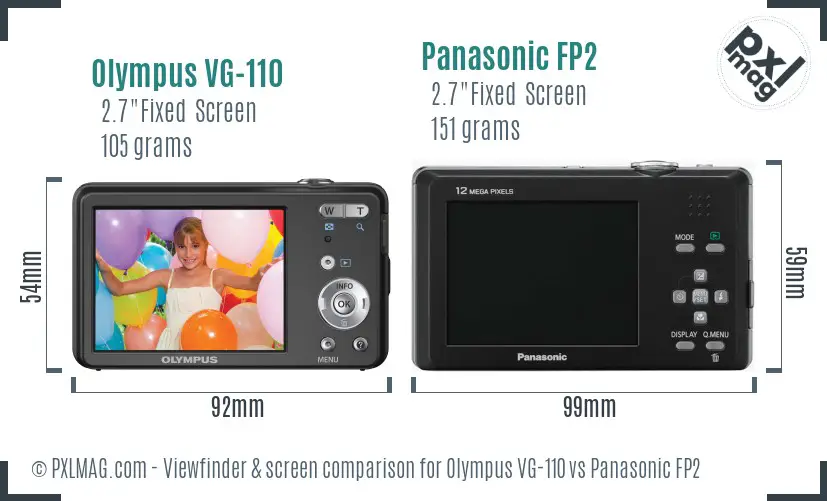 Olympus VG-110 vs Panasonic FP2 Screen and Viewfinder comparison