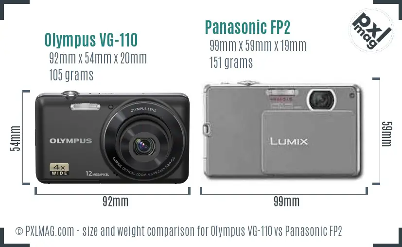 Olympus VG-110 vs Panasonic FP2 size comparison