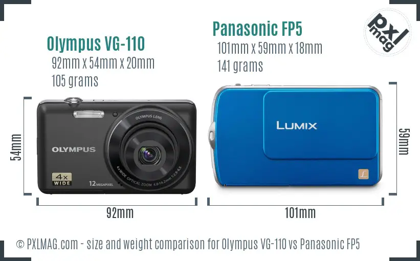 Olympus VG-110 vs Panasonic FP5 size comparison