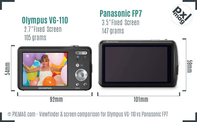 Olympus VG-110 vs Panasonic FP7 Screen and Viewfinder comparison