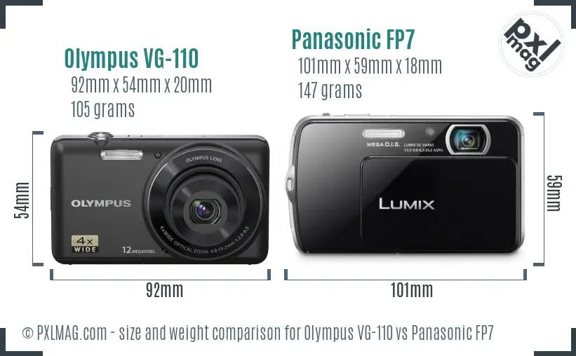 Olympus VG-110 vs Panasonic FP7 size comparison