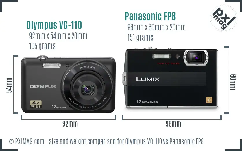 Olympus VG-110 vs Panasonic FP8 size comparison