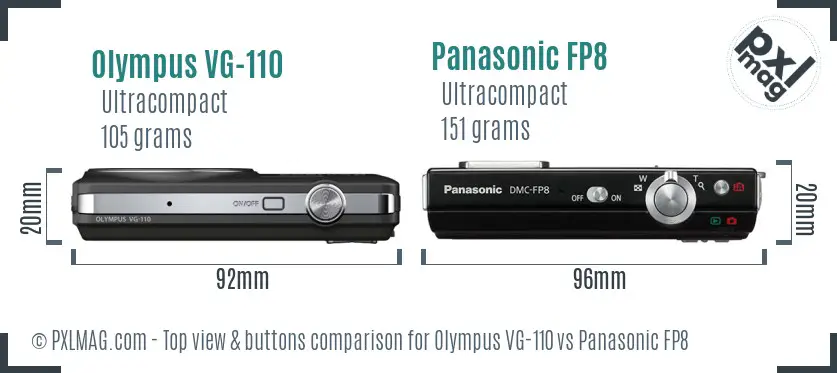 Olympus VG-110 vs Panasonic FP8 top view buttons comparison
