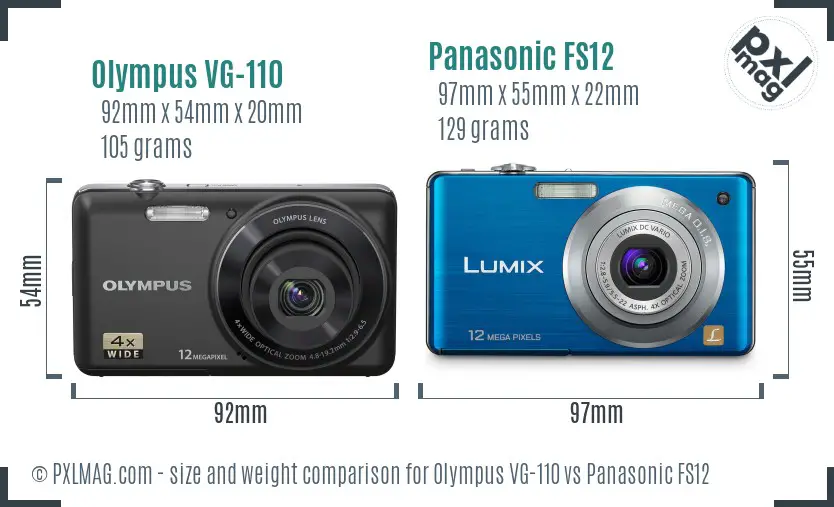 Olympus VG-110 vs Panasonic FS12 size comparison
