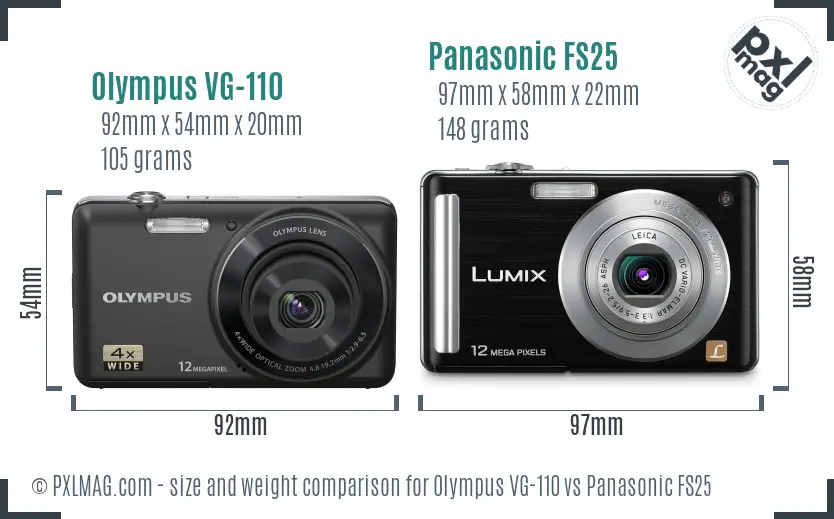 Olympus VG-110 vs Panasonic FS25 size comparison