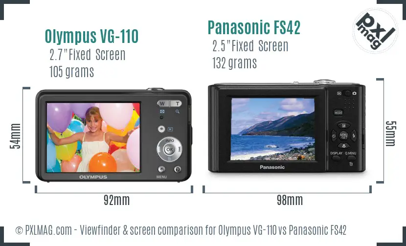 Olympus VG-110 vs Panasonic FS42 Screen and Viewfinder comparison