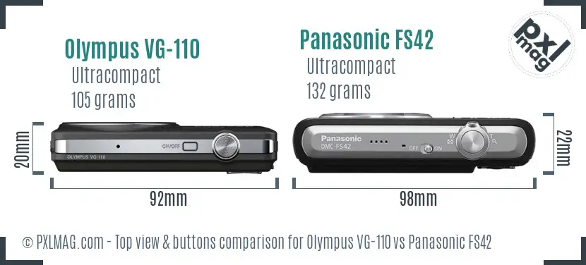 Olympus VG-110 vs Panasonic FS42 top view buttons comparison
