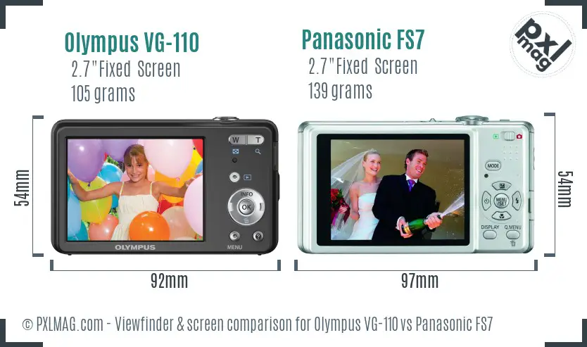 Olympus VG-110 vs Panasonic FS7 Screen and Viewfinder comparison