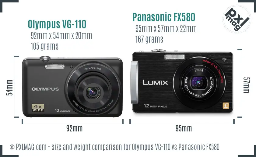 Olympus VG-110 vs Panasonic FX580 size comparison