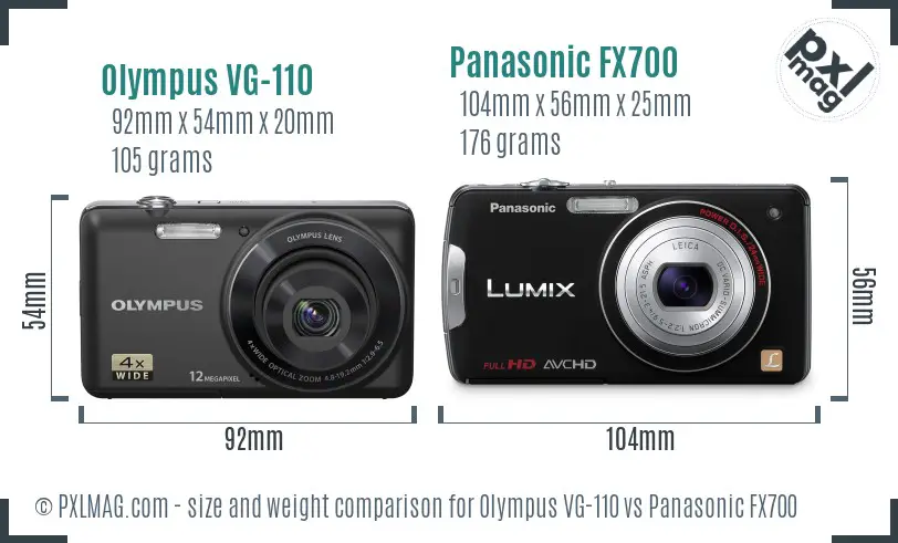 Olympus VG-110 vs Panasonic FX700 size comparison