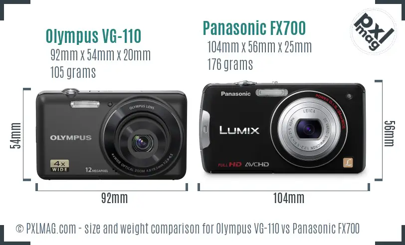 Olympus VG-110 vs Panasonic FX700 size comparison Olympus VG-110 vs Panasonic FX700 size comparison