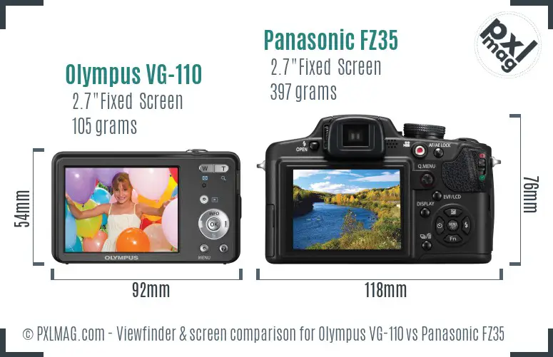 Olympus VG-110 vs Panasonic FZ35 Screen and Viewfinder comparison Olympus VG-110 vs Panasonic FZ35 Screen and Viewfinder comparison
