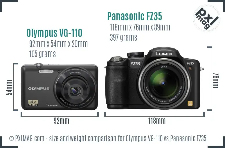 Olympus VG-110 vs Panasonic FZ35 size comparison Olympus VG-110 vs Panasonic FZ35 size comparison
